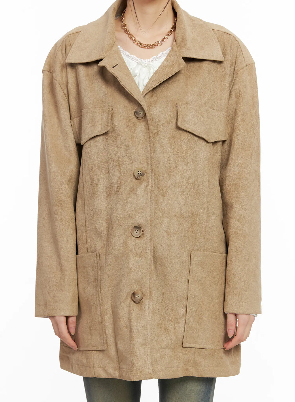 Relaxed Suede Jacket with Belt CC1109