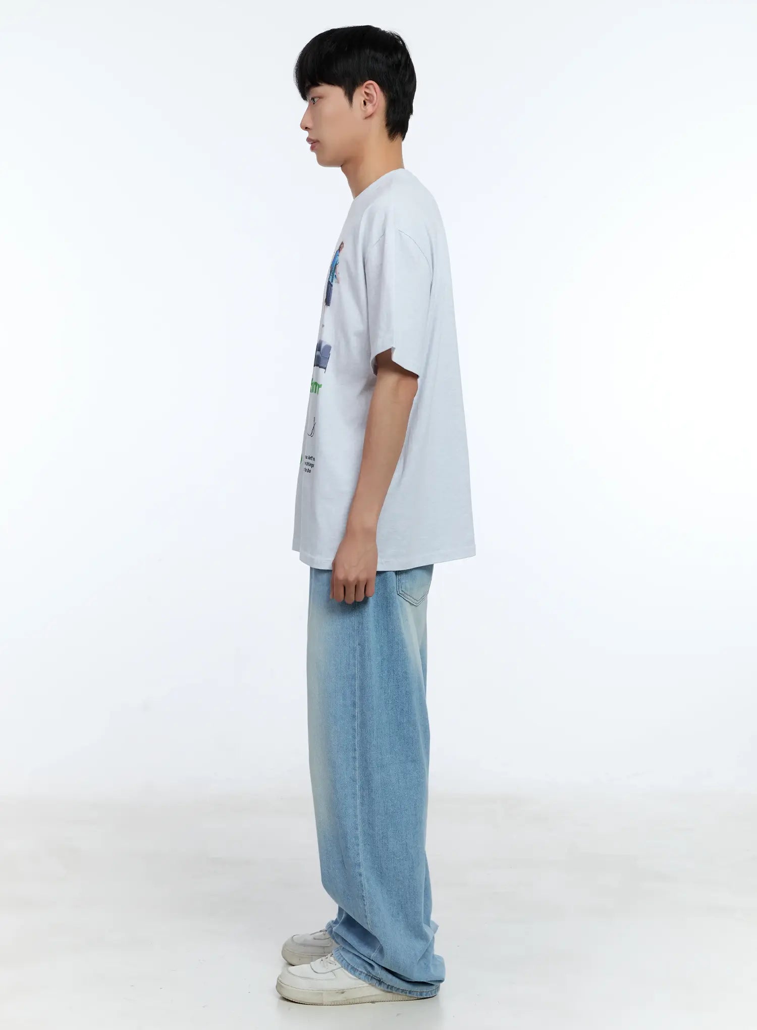 Men's Washed Wide Denim Pants IL517