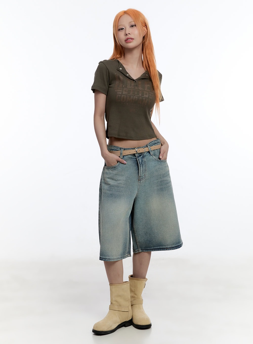 Washed Midi Baggy Jorts CY530