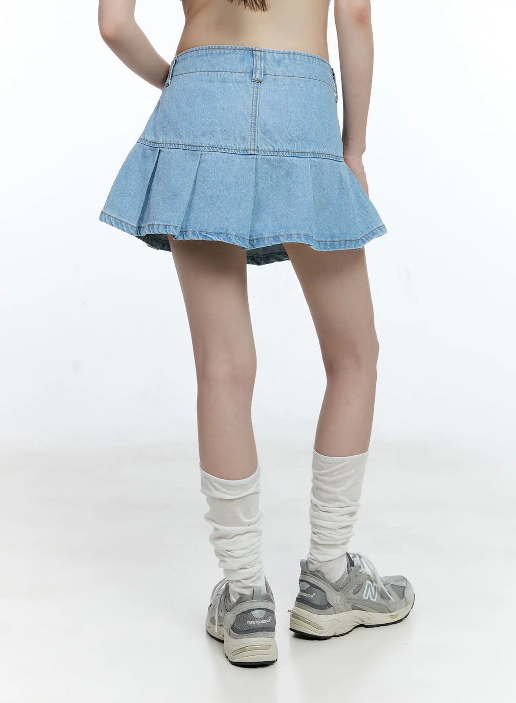 Pleated Denim Mini Skort CG511