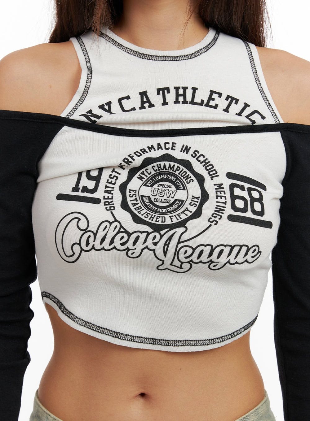 Graphic Stitch Crop Top CA430