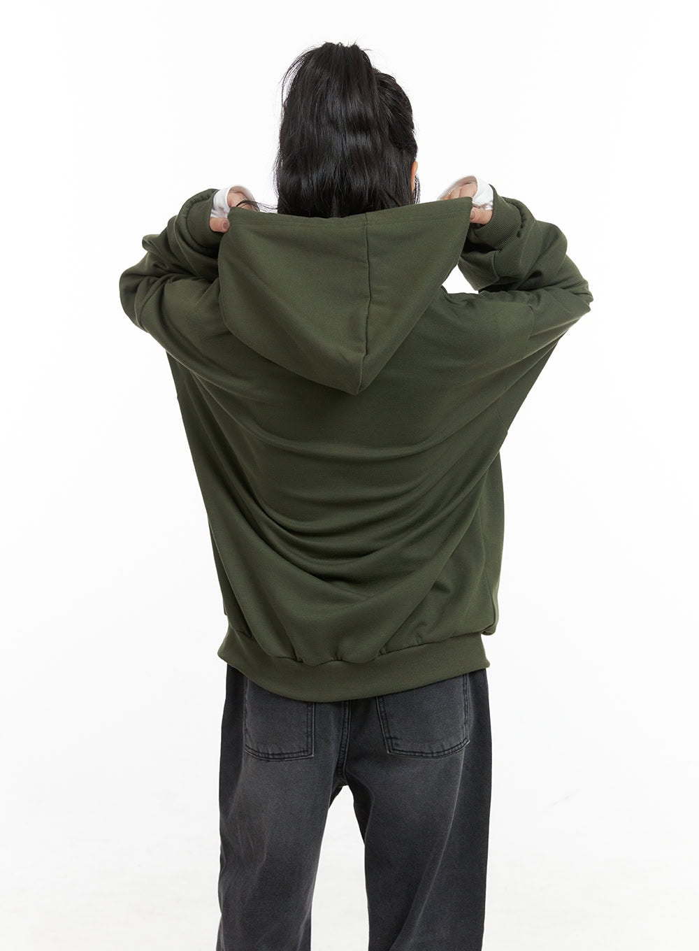 Oversized Lettering Zip-Up Sweat Hoodie CG421