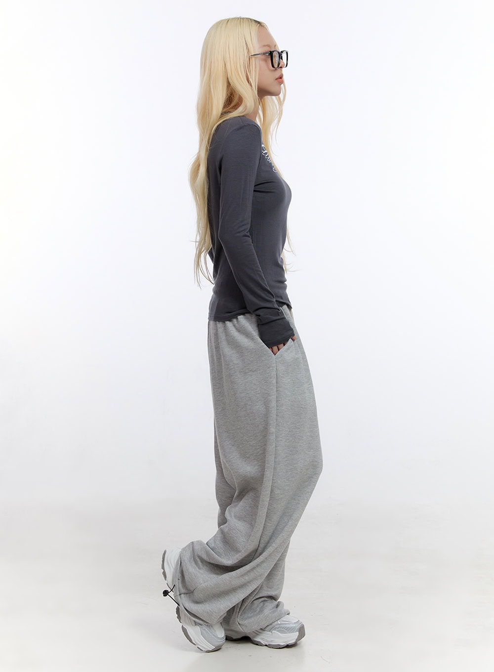 String Pintuck Wide Sweatpants CO419