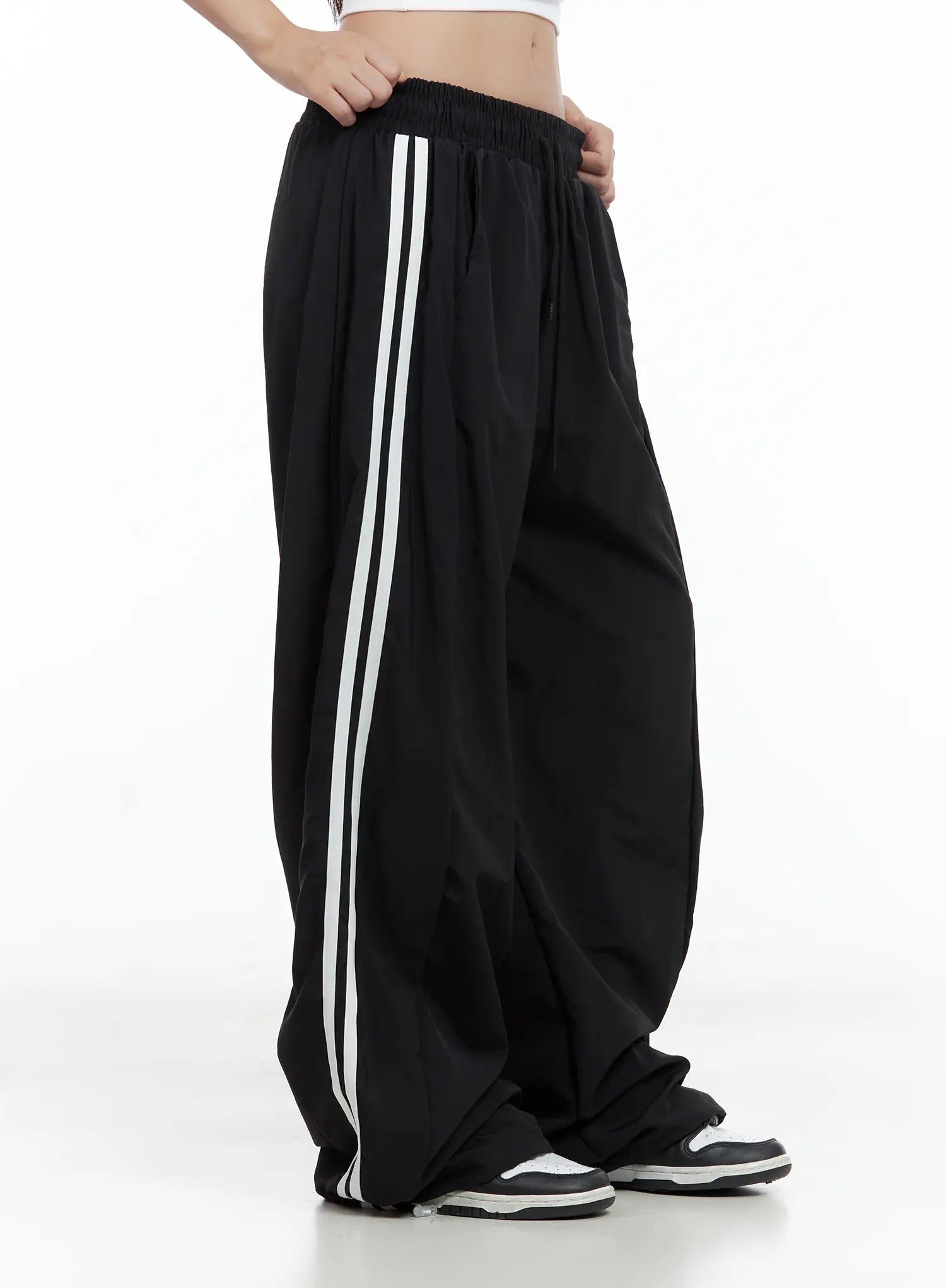 Striped Wide-Leg Nylon Track Pants CL509