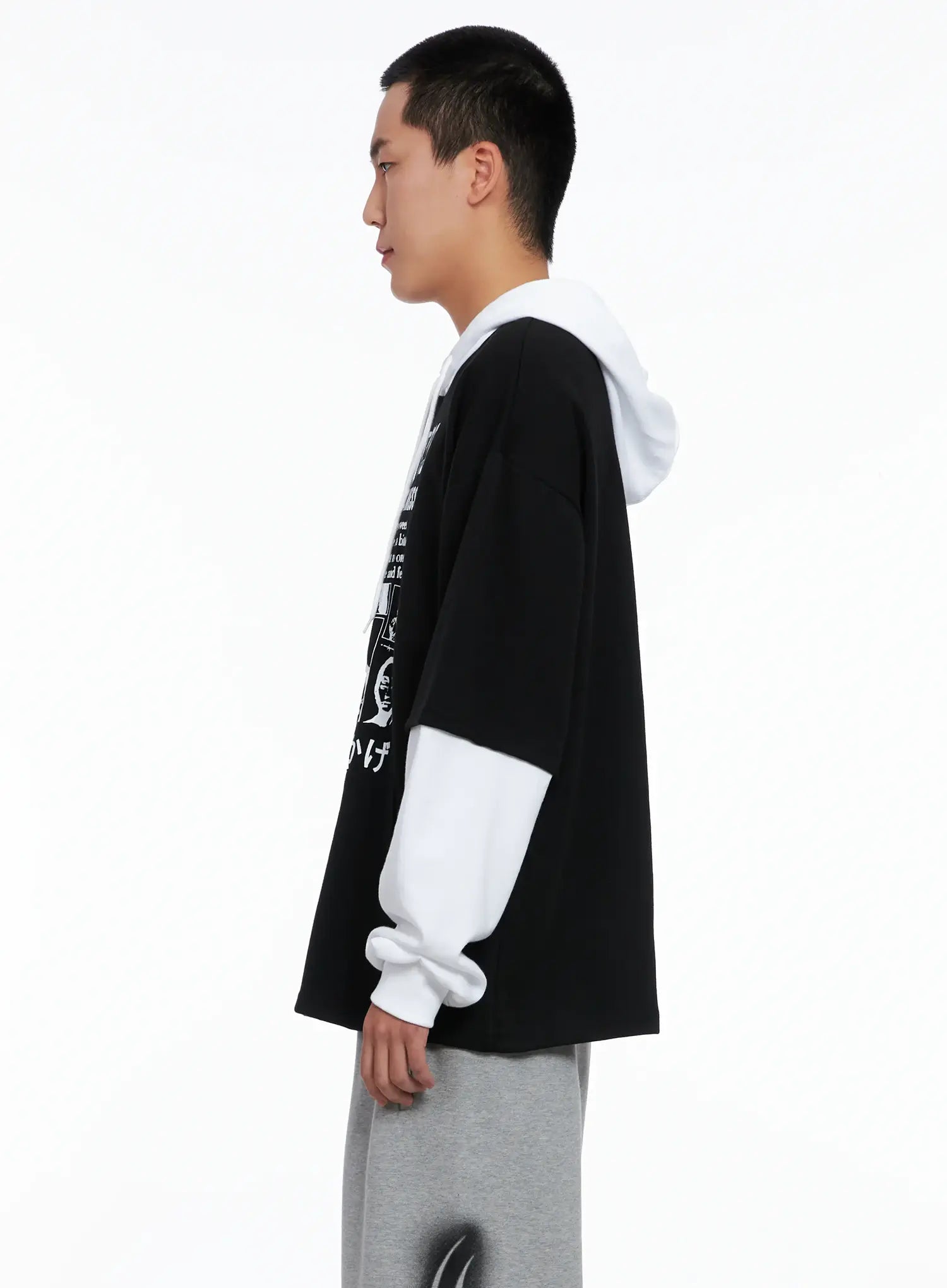 Men's Layered Graphic Hoodie Shirt IG529