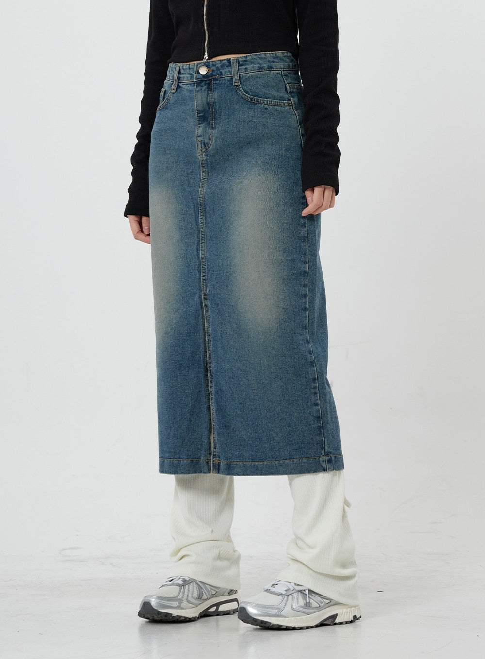 Washing Denim Long Skirt CS19