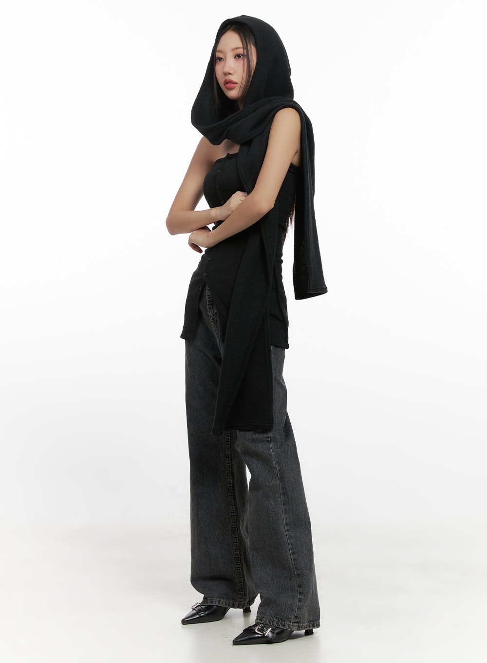 Trina Washed Cotton Flared Jeans CN419