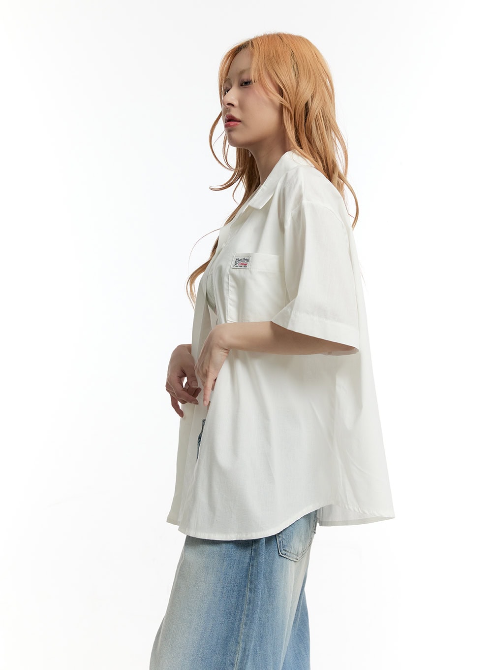 Oversized Collared Short Sleeve Shirt CY505