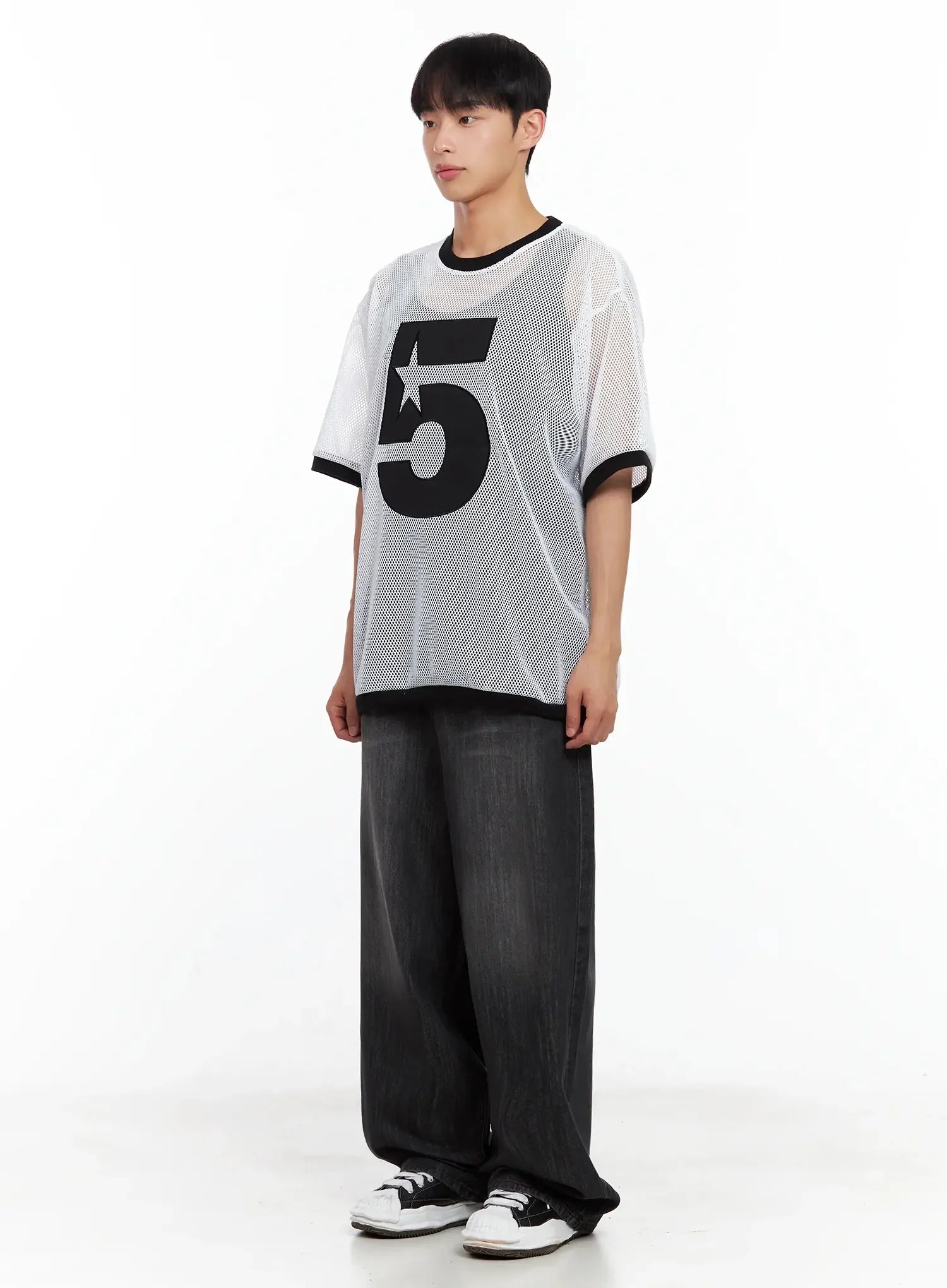 Men's Wide-Leg Washed Jeans IL516