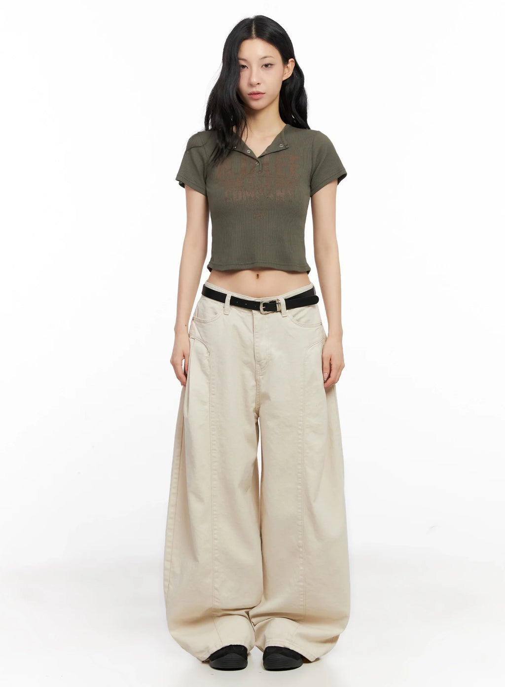 Graphic Snap Collar Crop Tee IG508