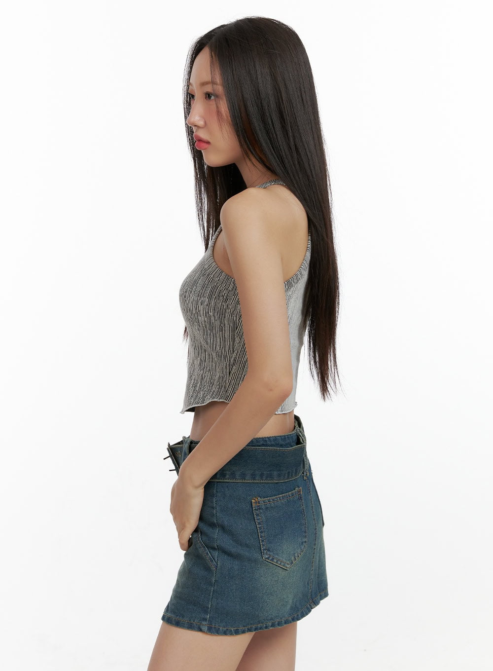 Halter Printed Crop Tank Top OL408