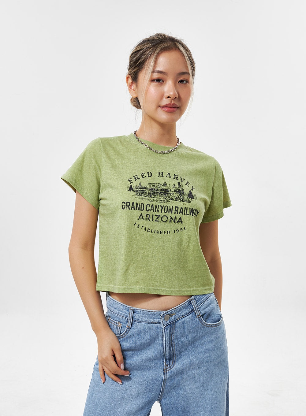 Cotton Graphic Cropped Tee CY331