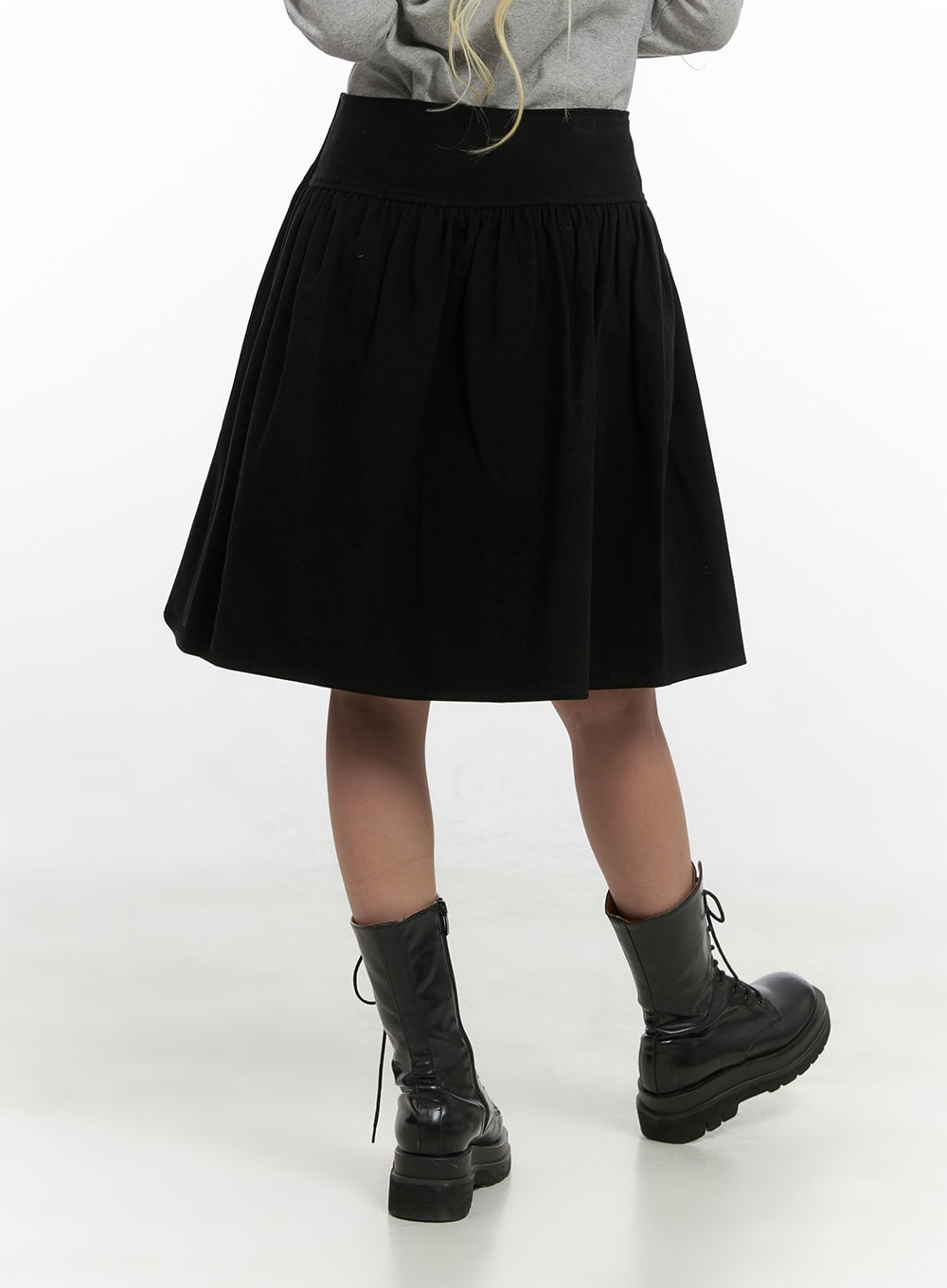 Chic Buttoned Flare Cotton Midi Skirt CS426
