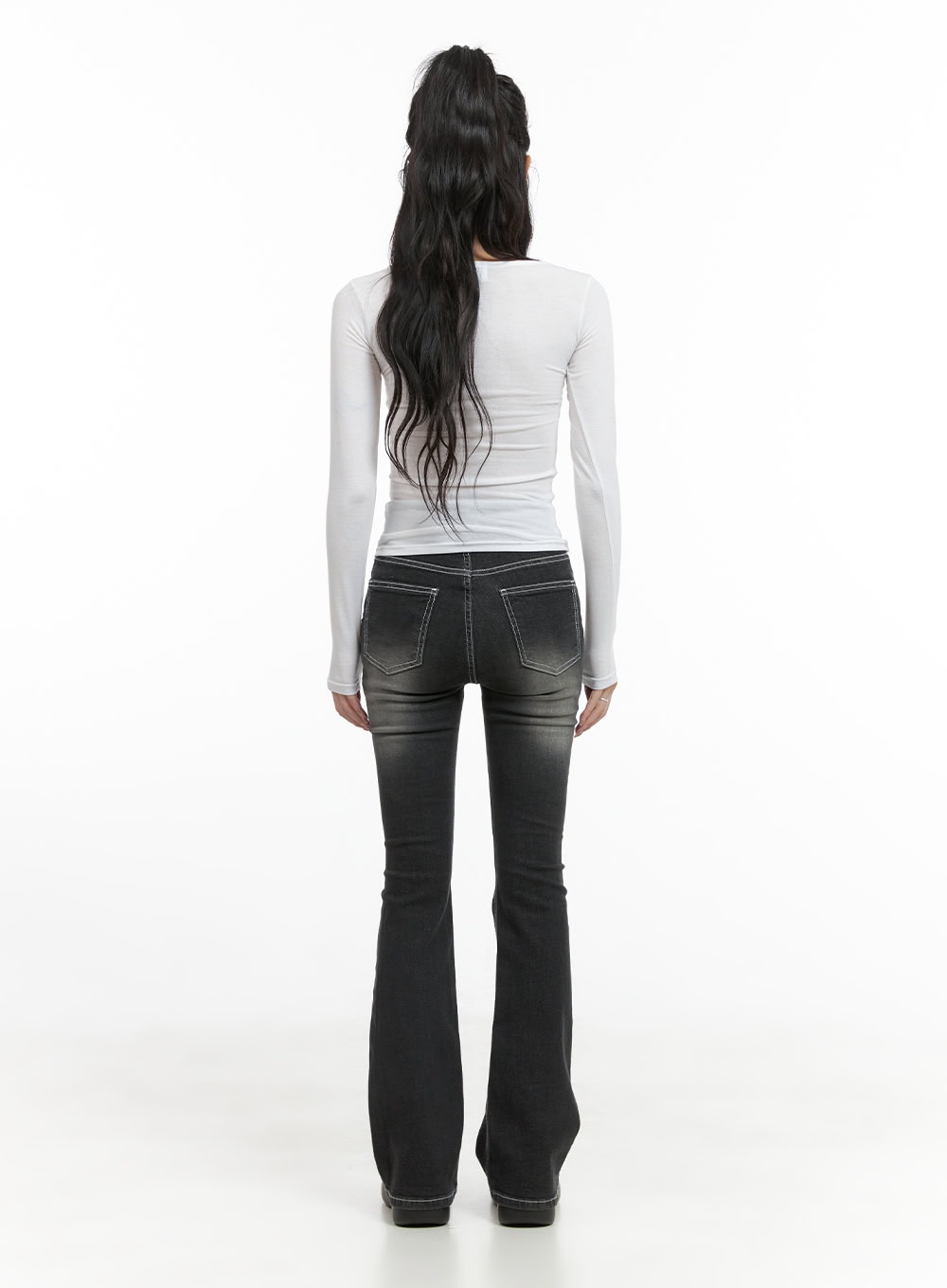 Gigi Two-Button Slim Bootcut Jeans CG421