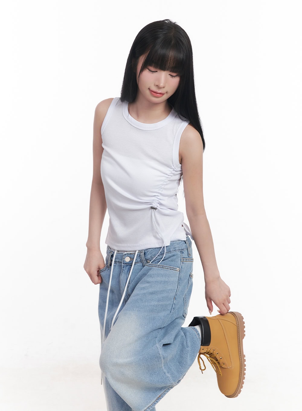 Shirred Crop Tank Top CY527