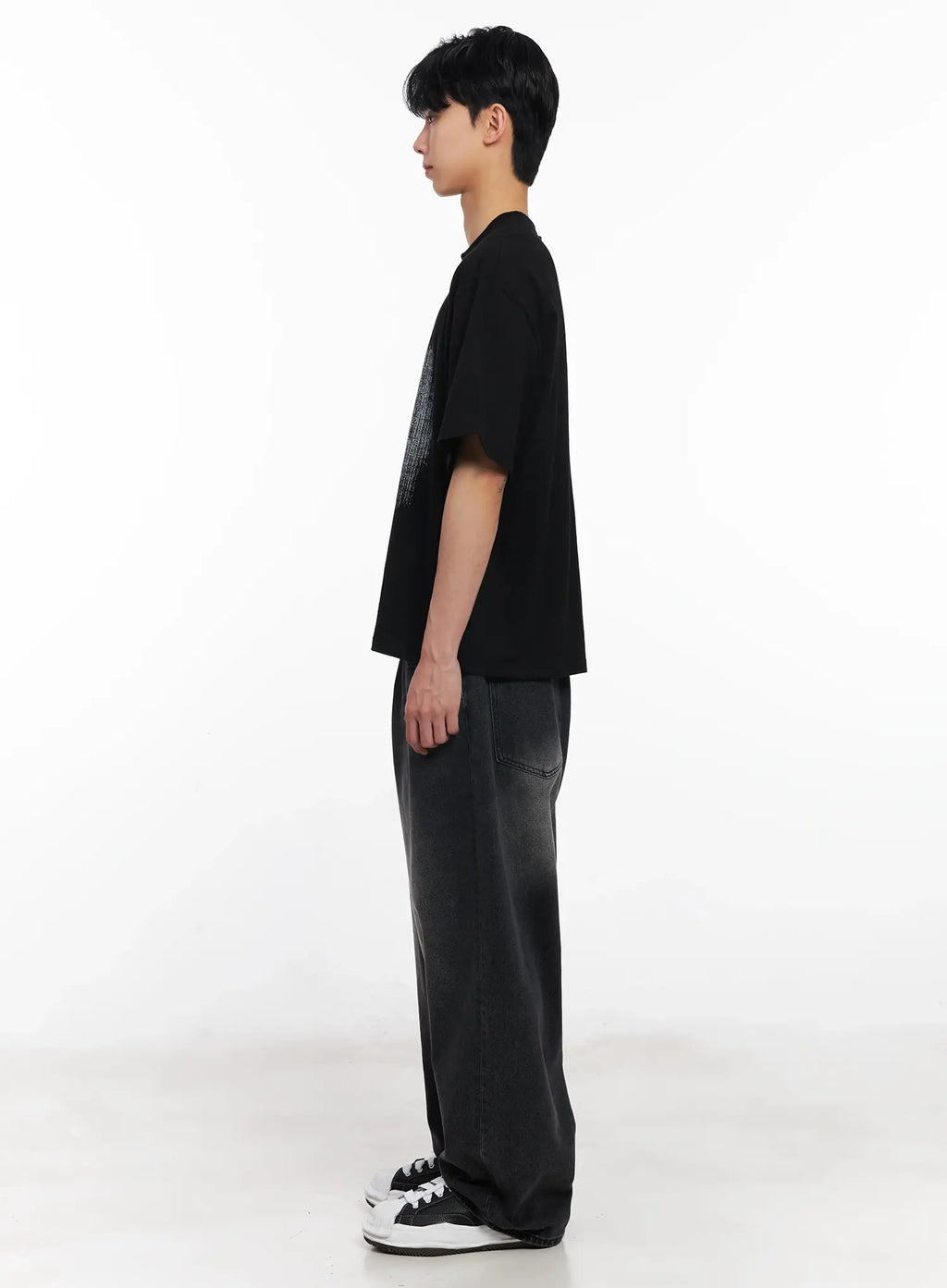 Men's Washed Wide-Leg Jeans IU526