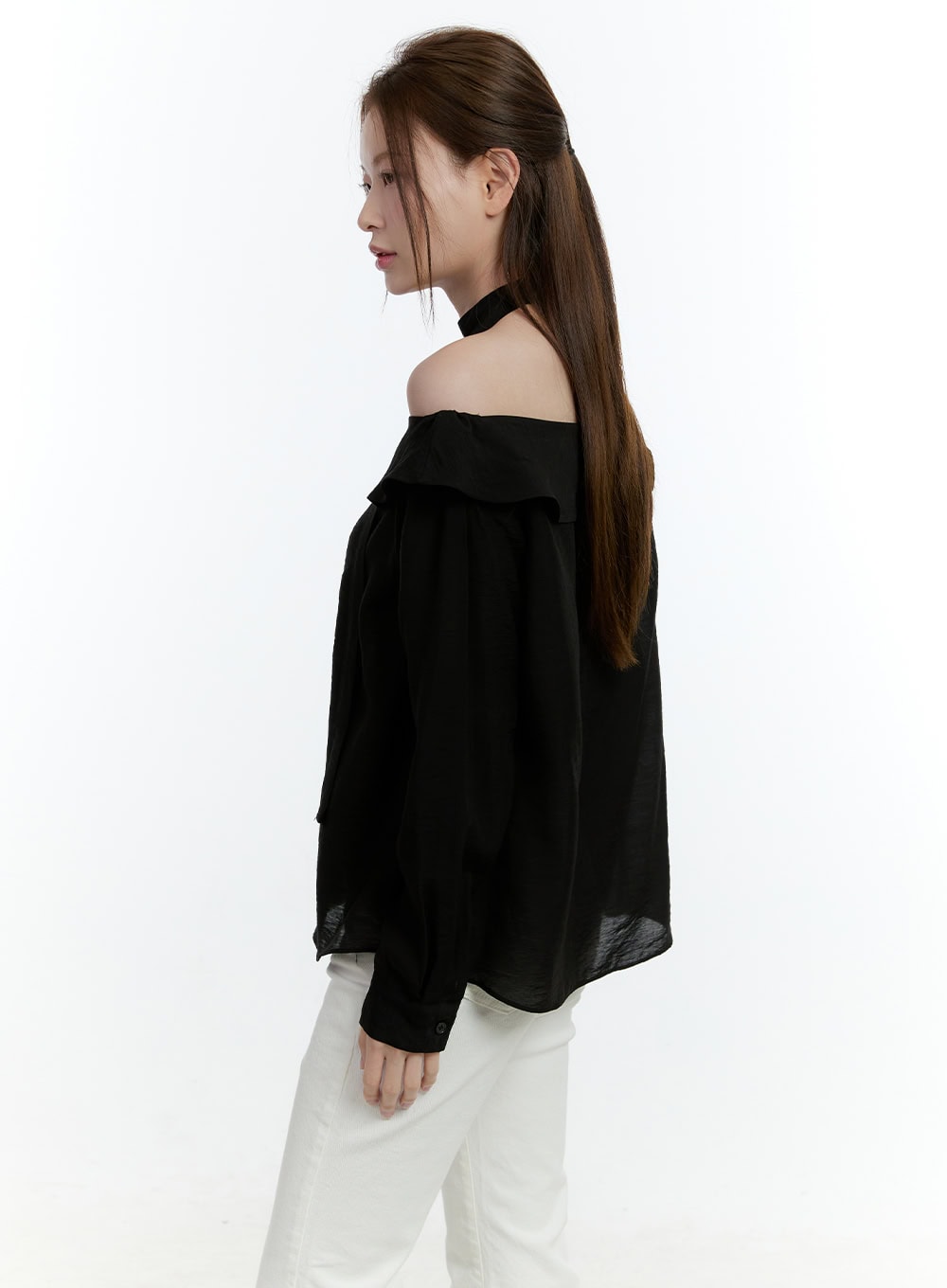 Elegant Off-Shoulder Choker Blouse CF504
