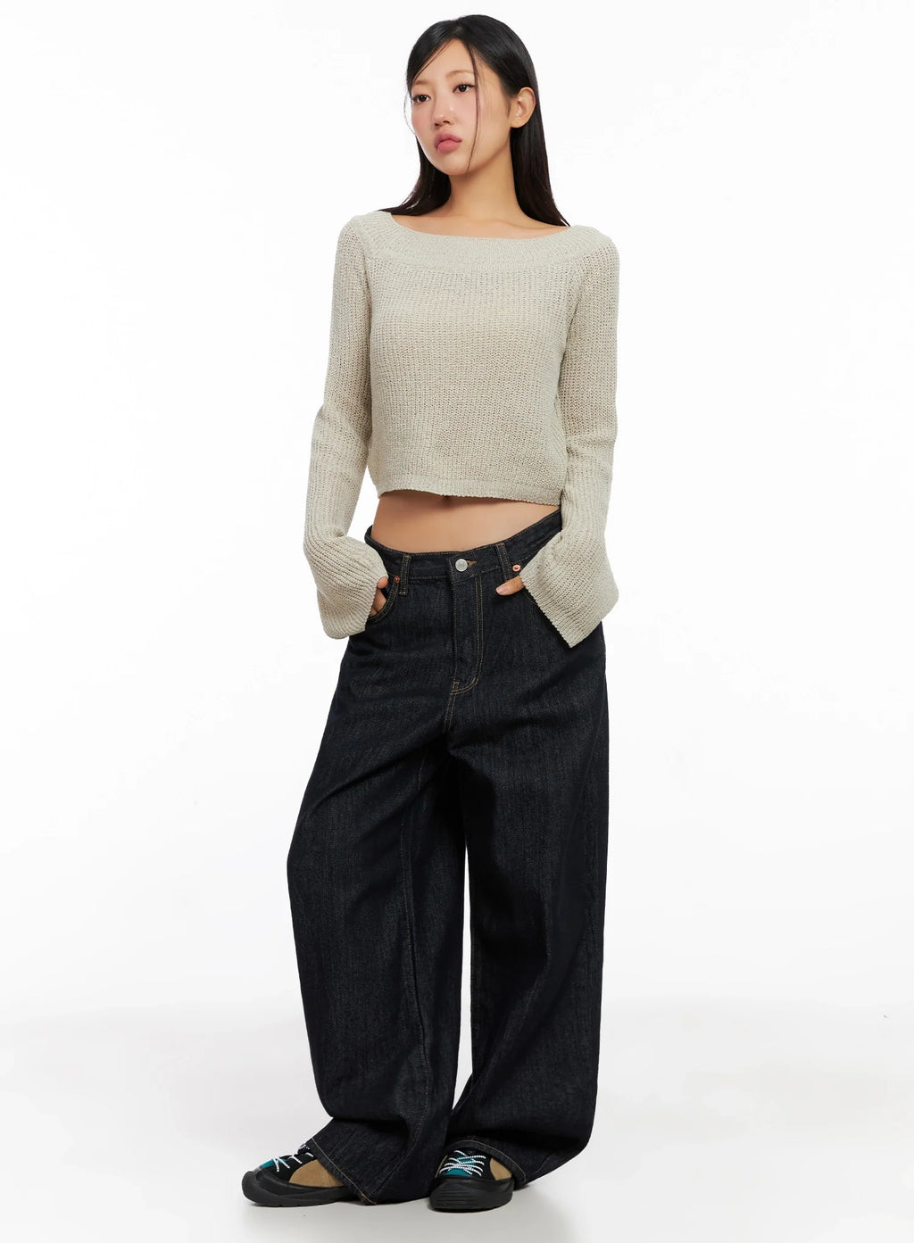 Lena Dark Wash Wide-Leg Jeans IG527