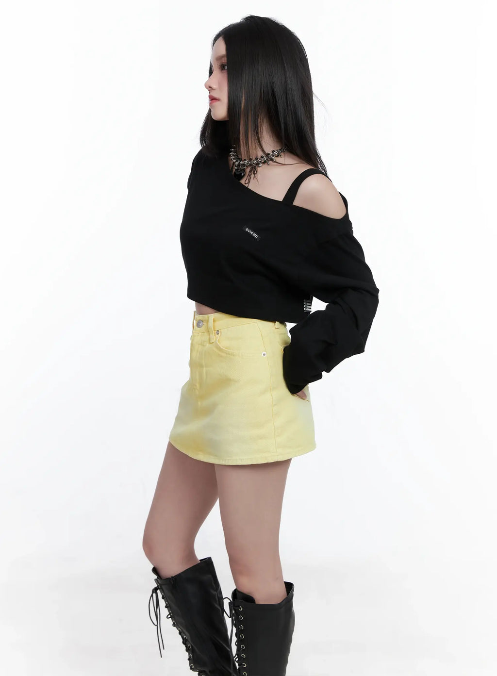 Asymmetrical Off-Shoulder Crop Top CS525