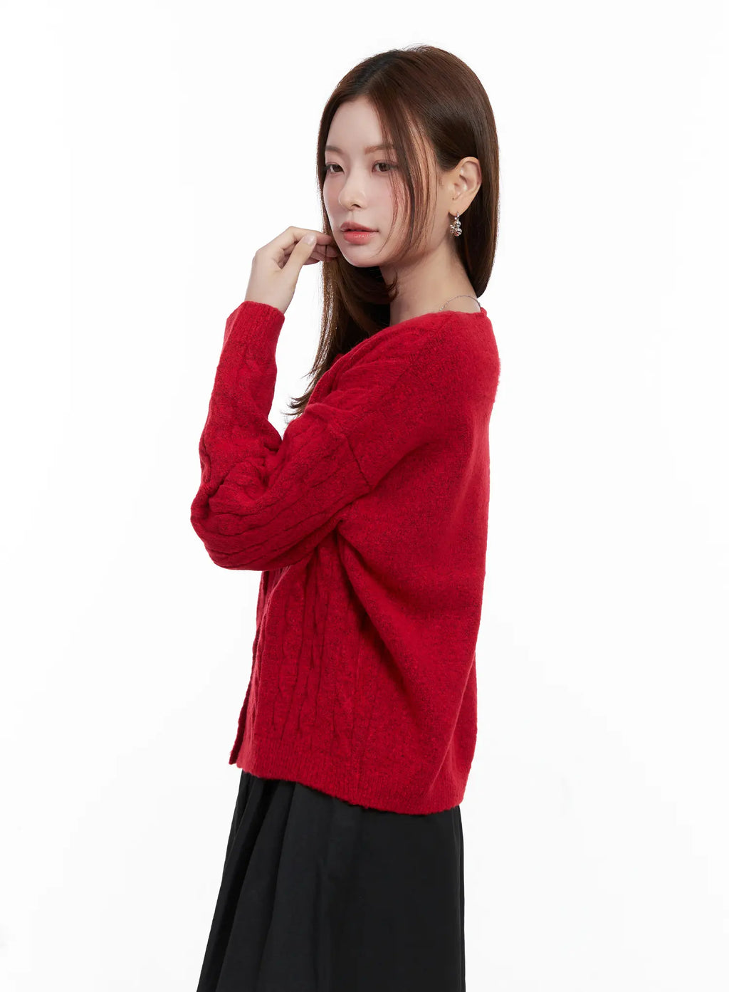 Loose-Fit Cable Knit Cardigan CG521