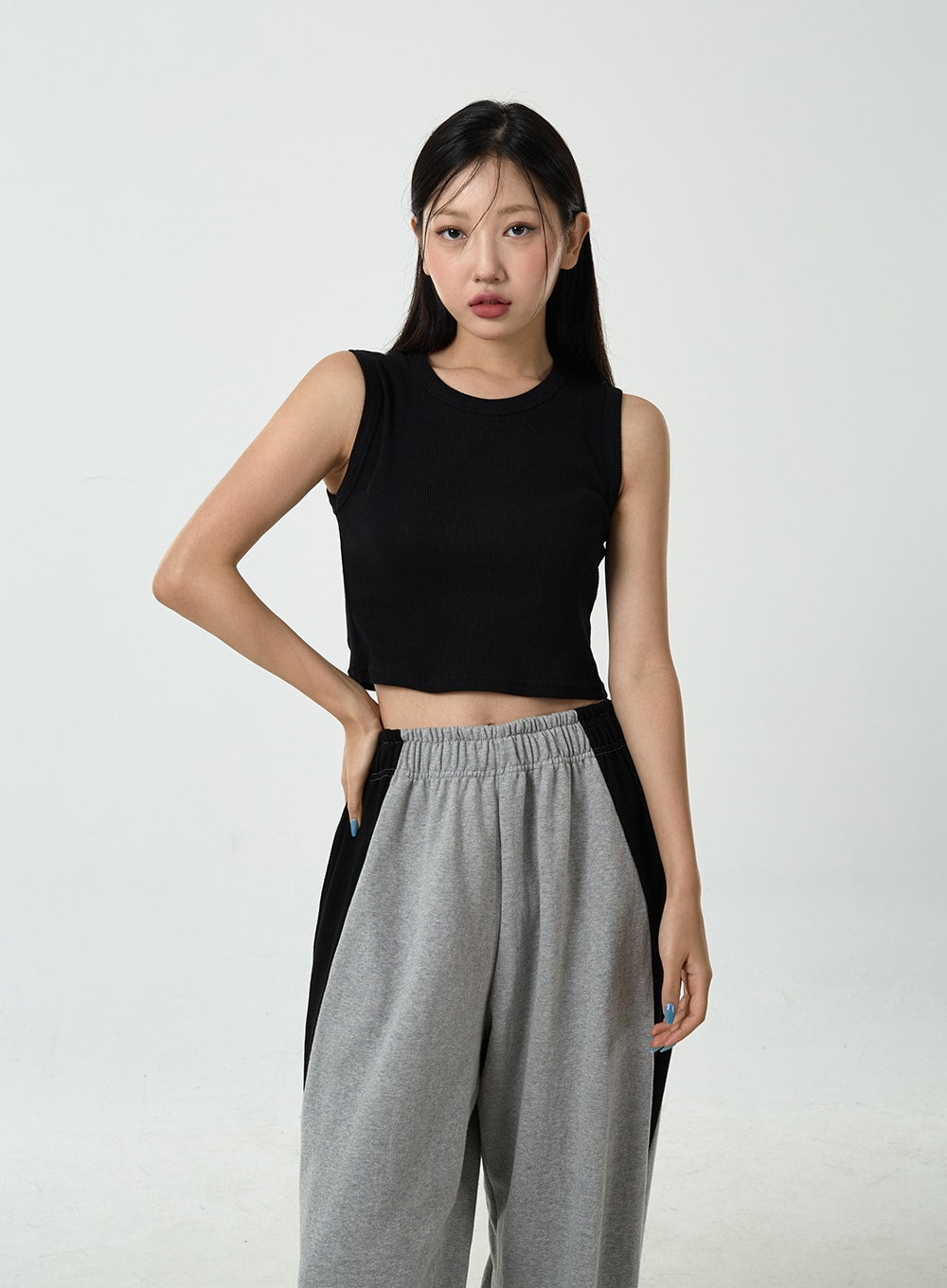 Basic Ribbed Cropped Tank Top CU13