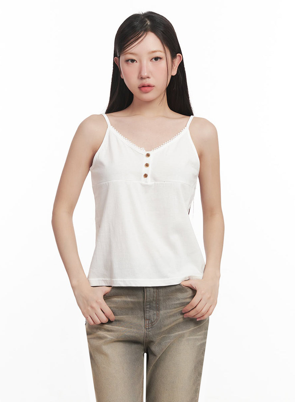 Lace Buttoned Cami Top IM528