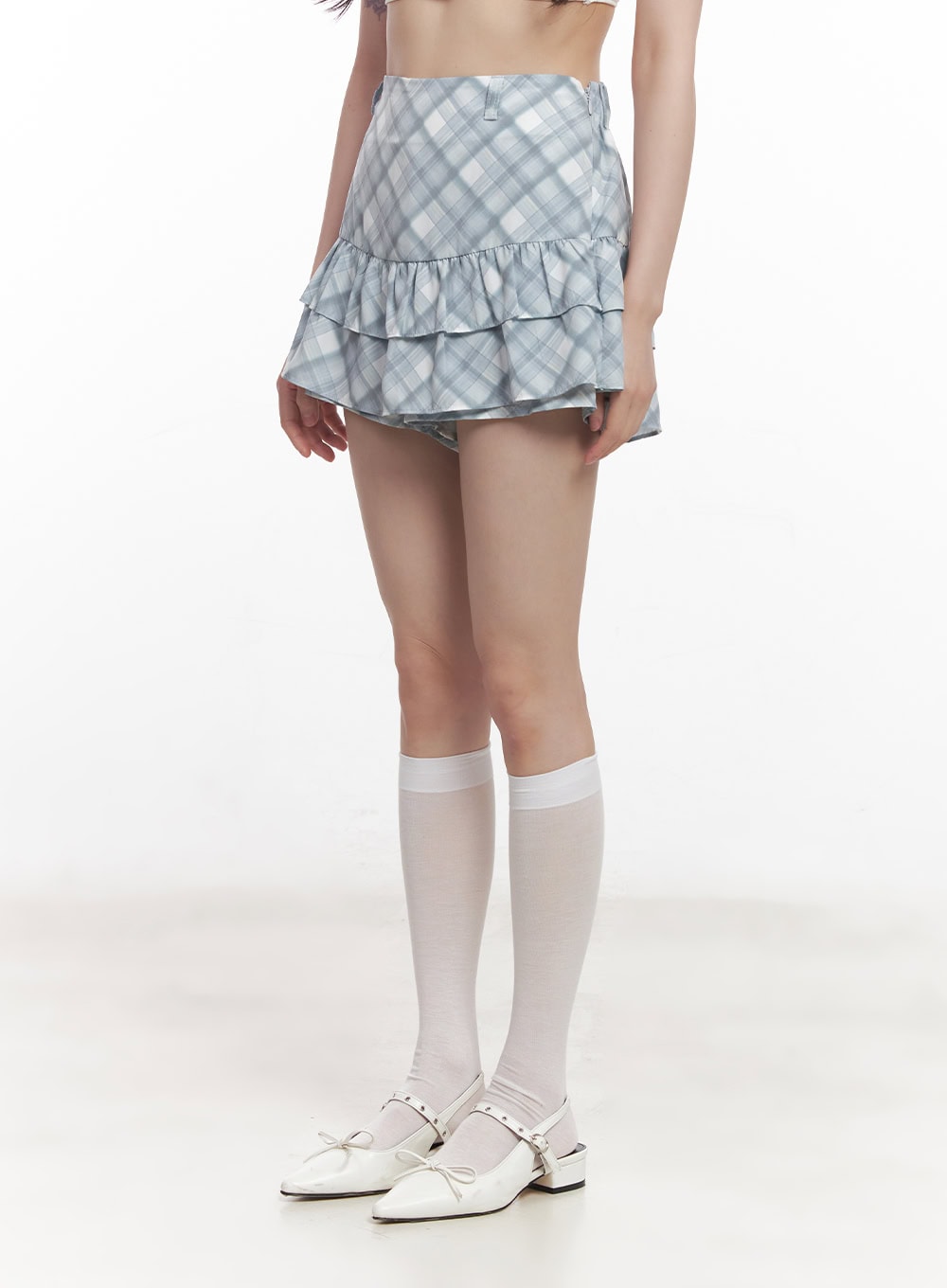 Frill Plaid Print Mini Skirt CY521