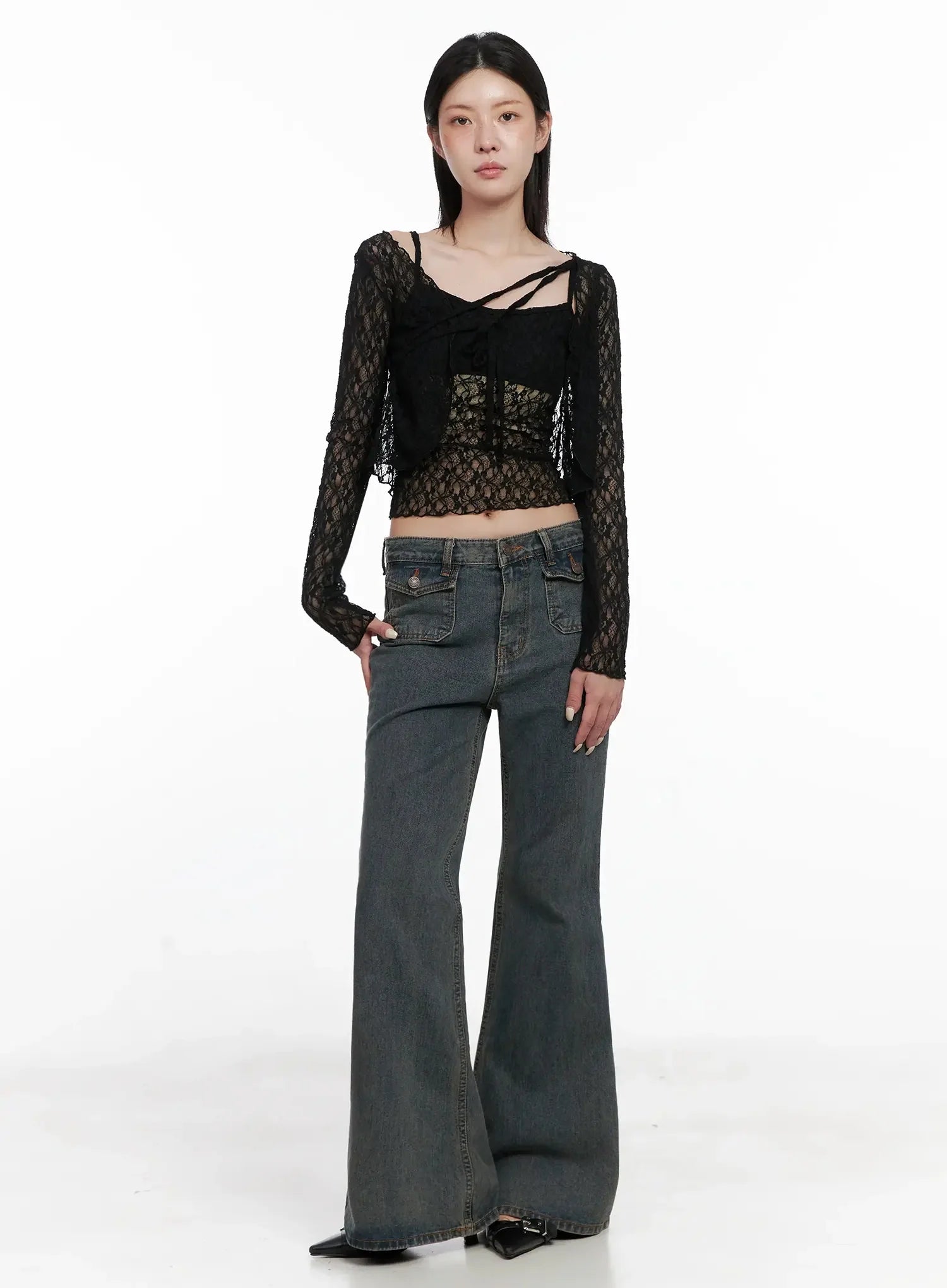 Cardigan with Lace Straps IS508