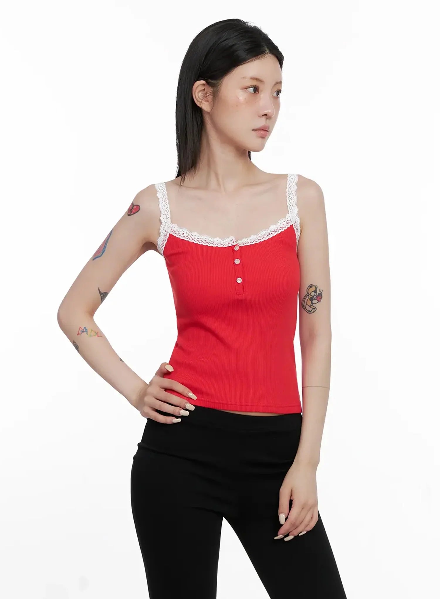 Lace Trim Tank Top IS508