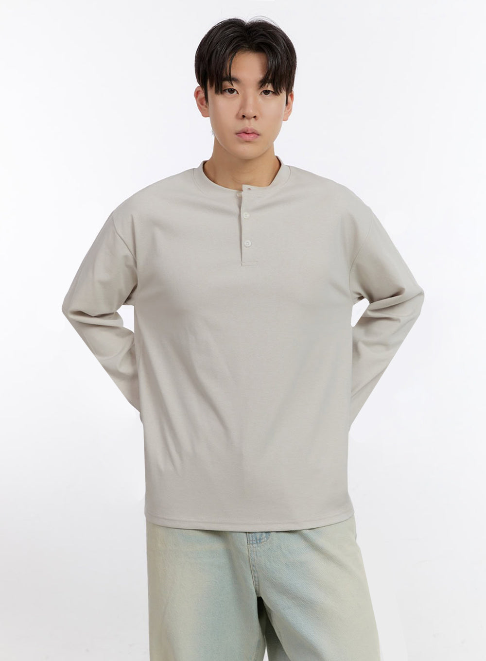 Men's Half-Buttoned Long-Sleeve T-Shirt IF528