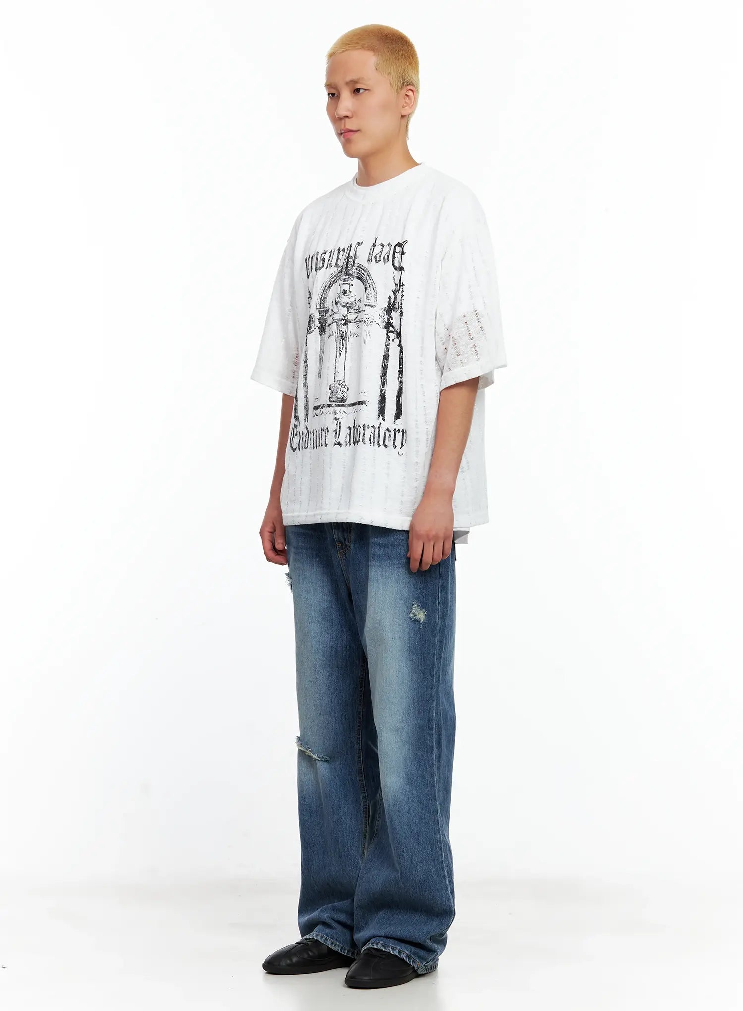 Men's Vintage Distressed Flare Jeans IL514