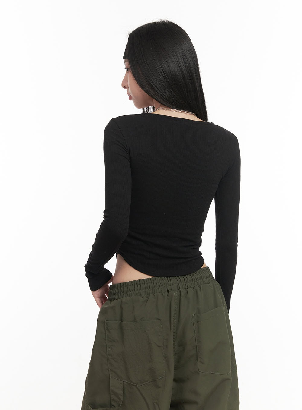 Square Neck Ribbed Slim-Fit Top CF514