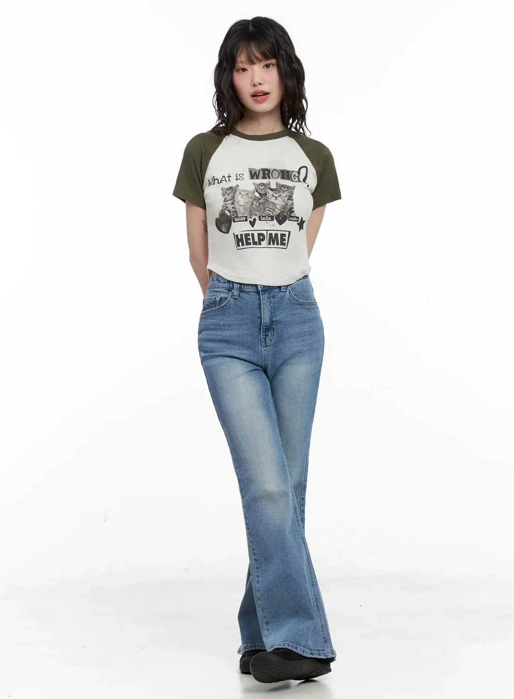 Cat Graphic Raglan Tee IL531