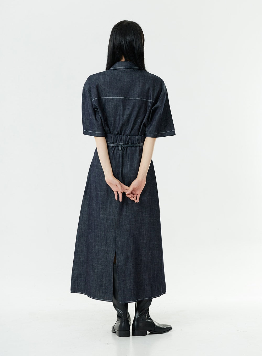 Stitch Denim Set-Up Blouse with Pocket OG23