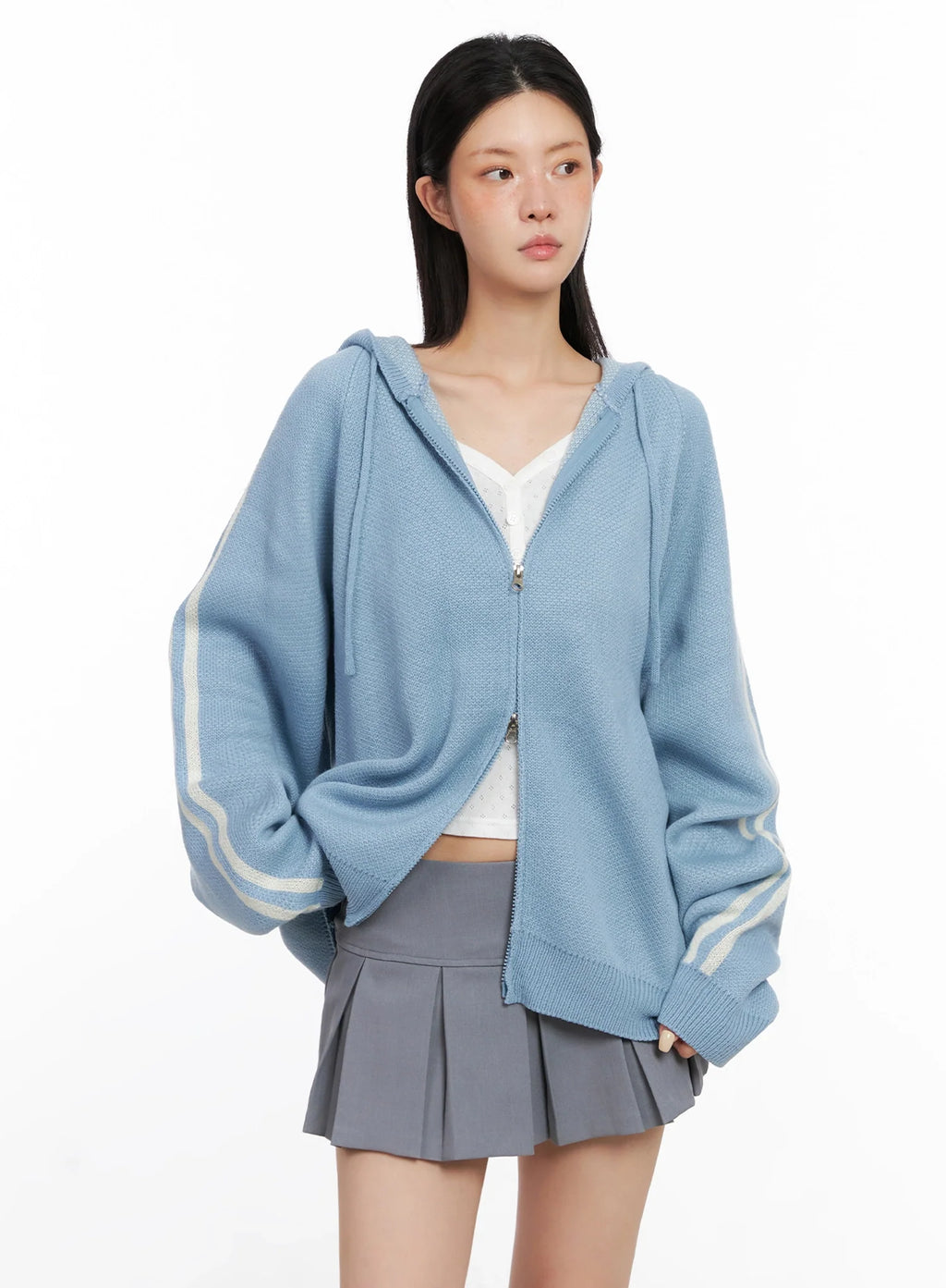 Striped Sleeve Casual Hoodie IS515