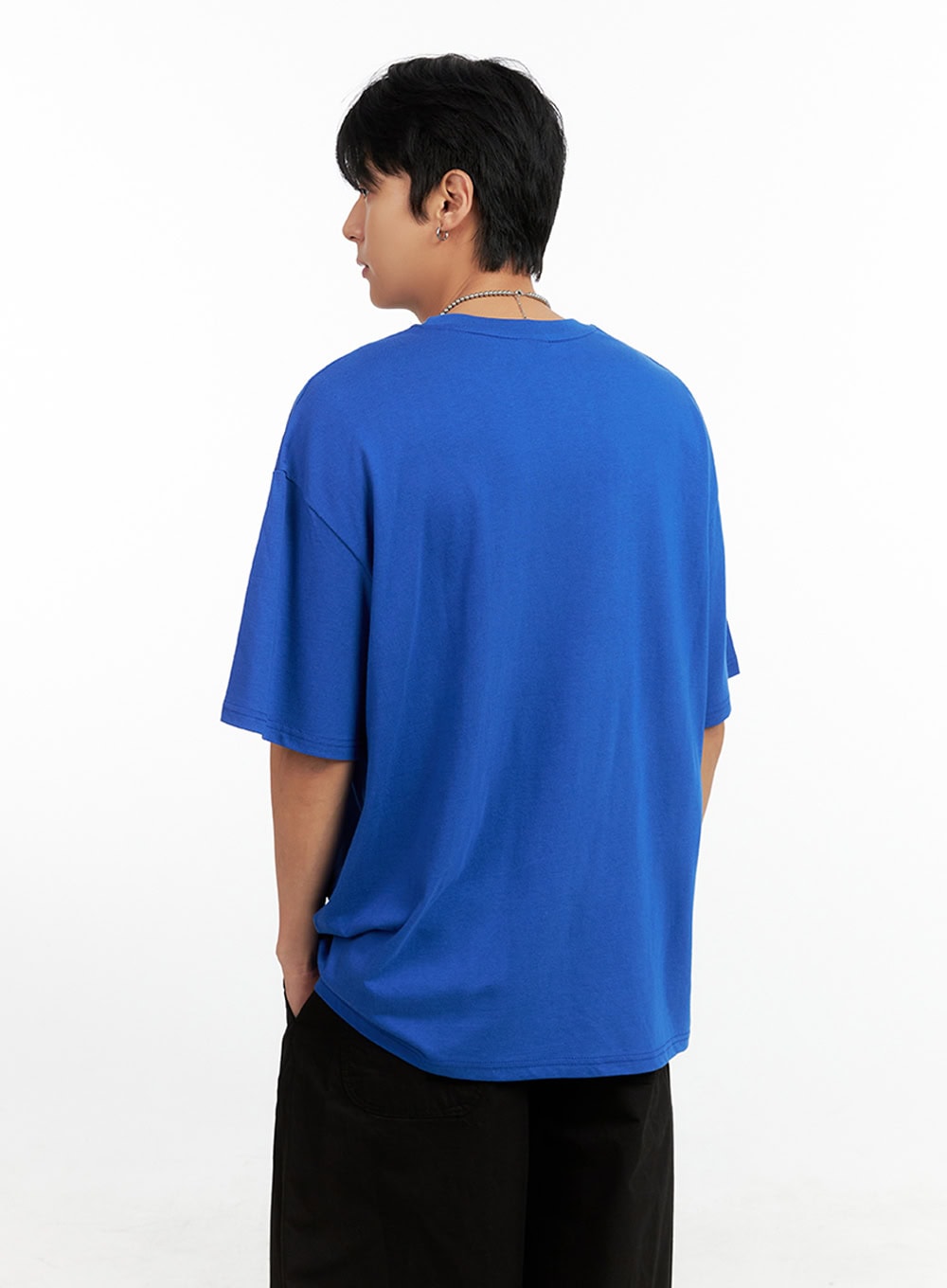 Men's Cotton Graphic Oversize T-Shirt (Blue) IG402