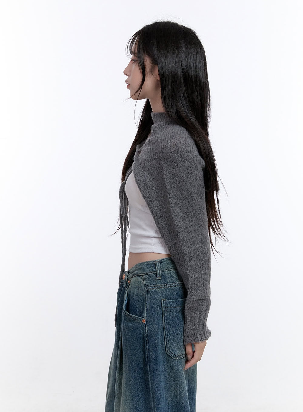 String Cut-Out Wool Bolero CO418