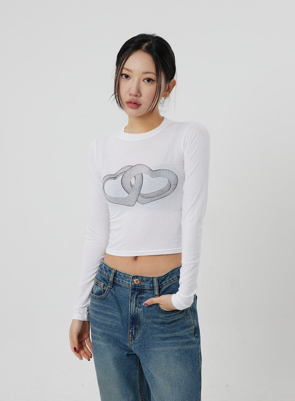 Heart Crewneck Cropped Top CF301