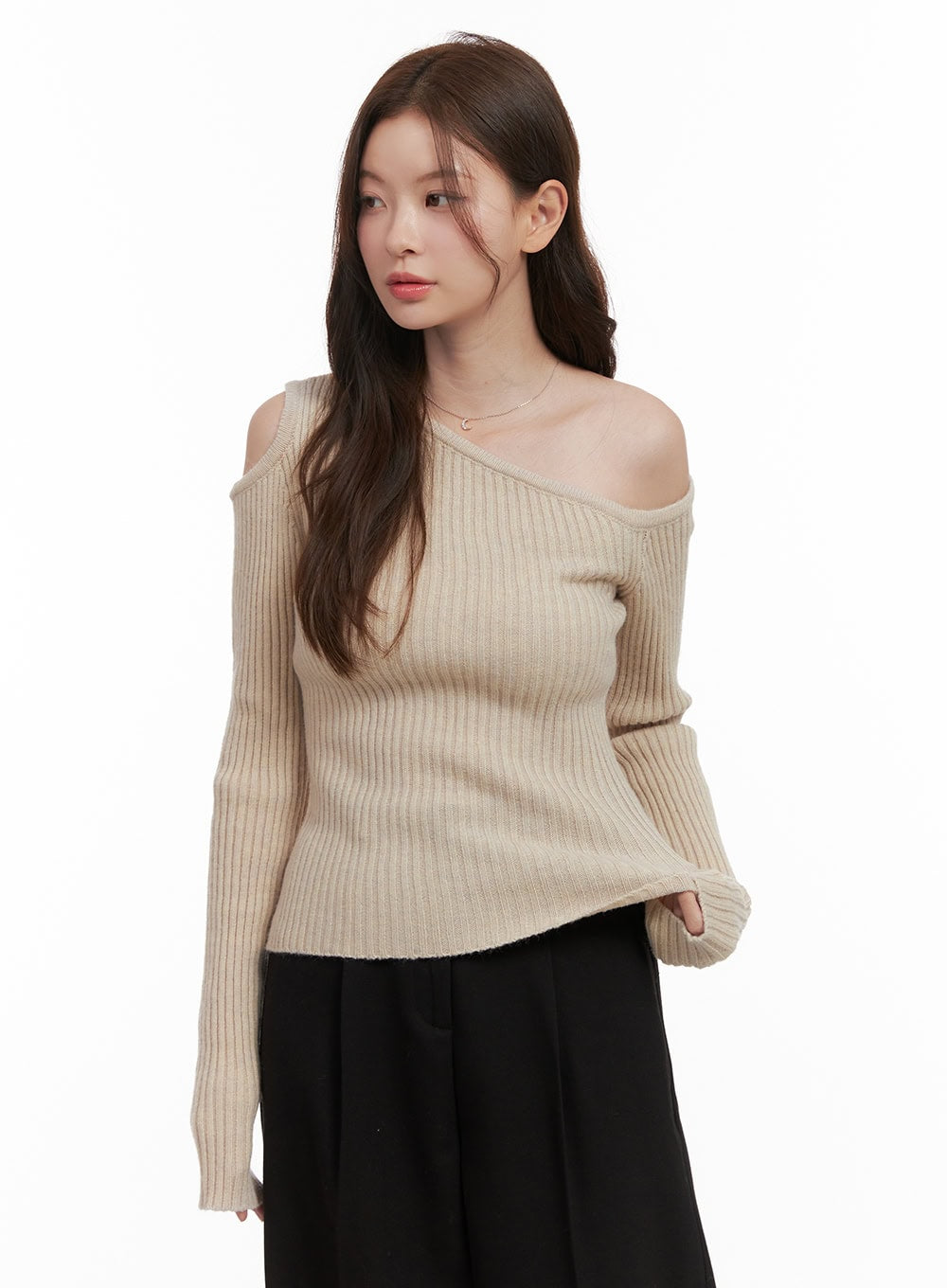 Unbalanced Cut Out One Shoulder Sweater OD403