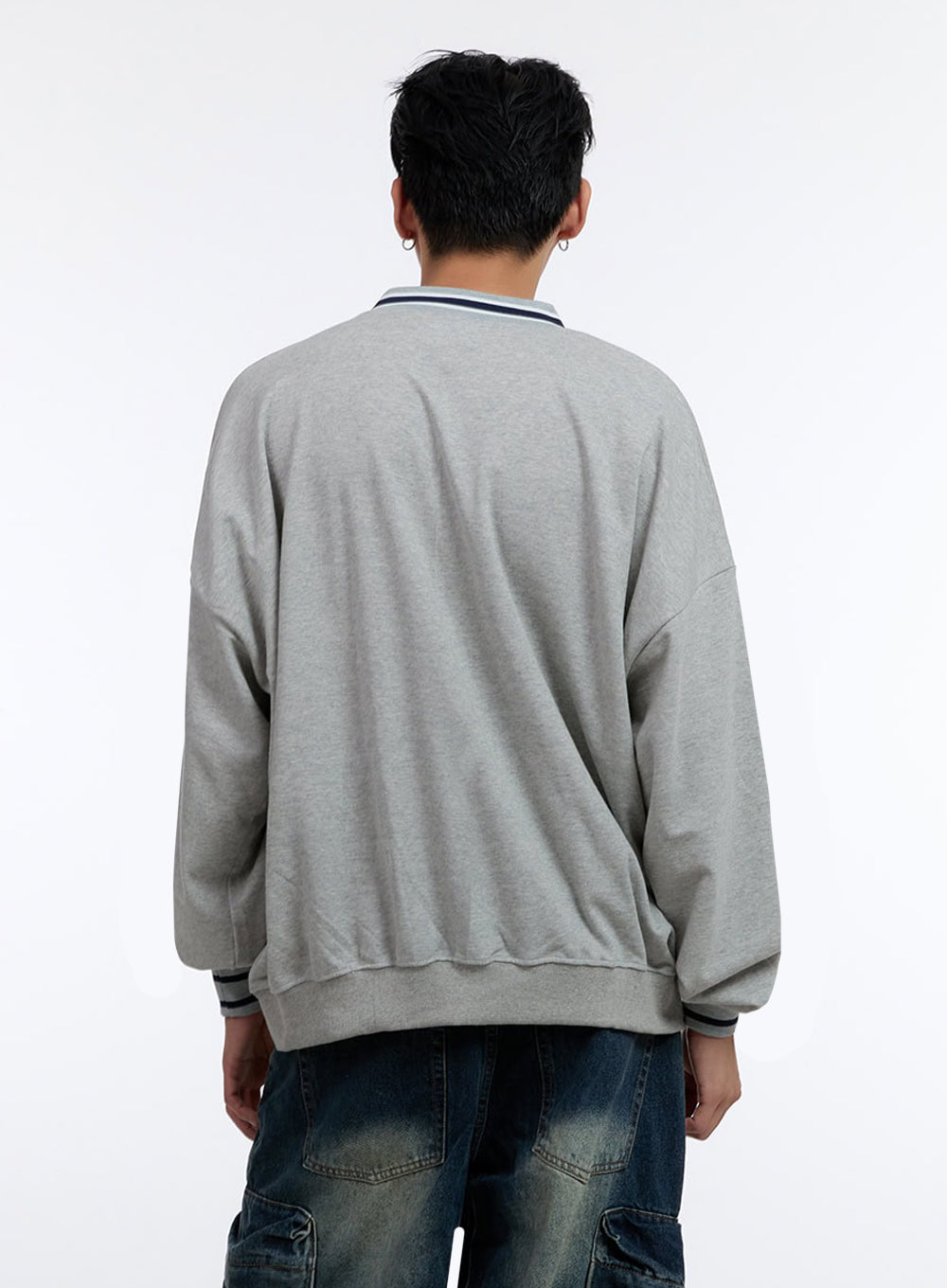 Men's Jersey Print V-Neck Sweatshirt IO428