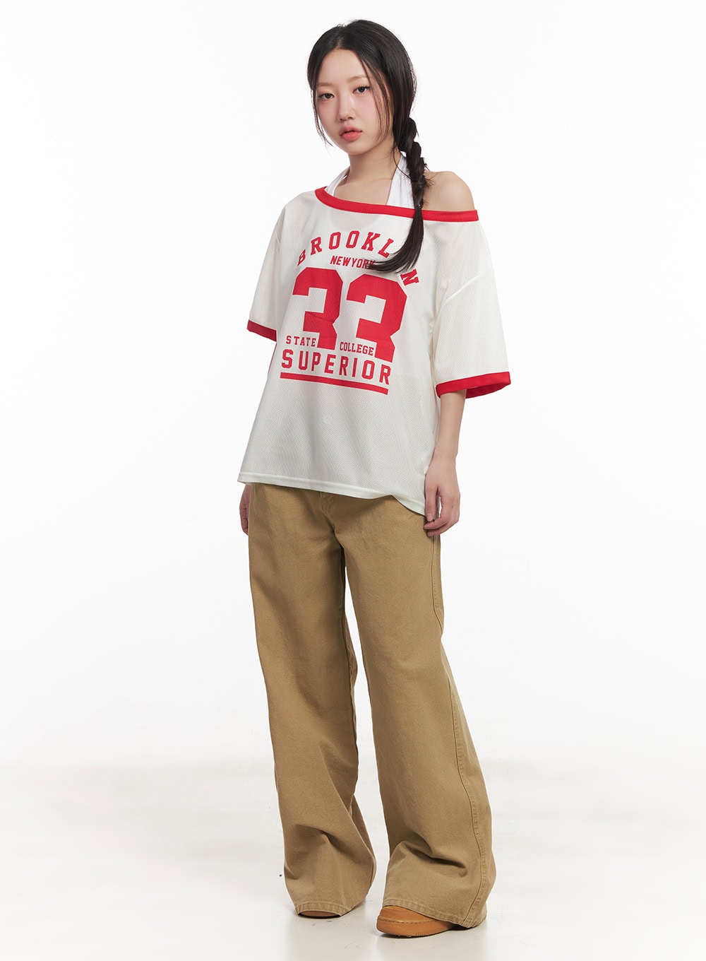 Sporty Mesh Off-Shoulder Top CA530