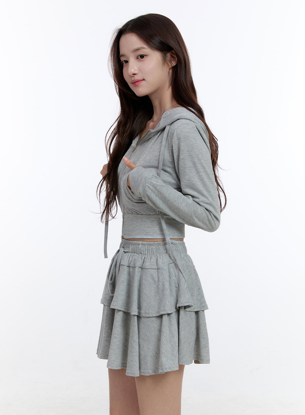 Cropped Zip-Up Hoodie OO407