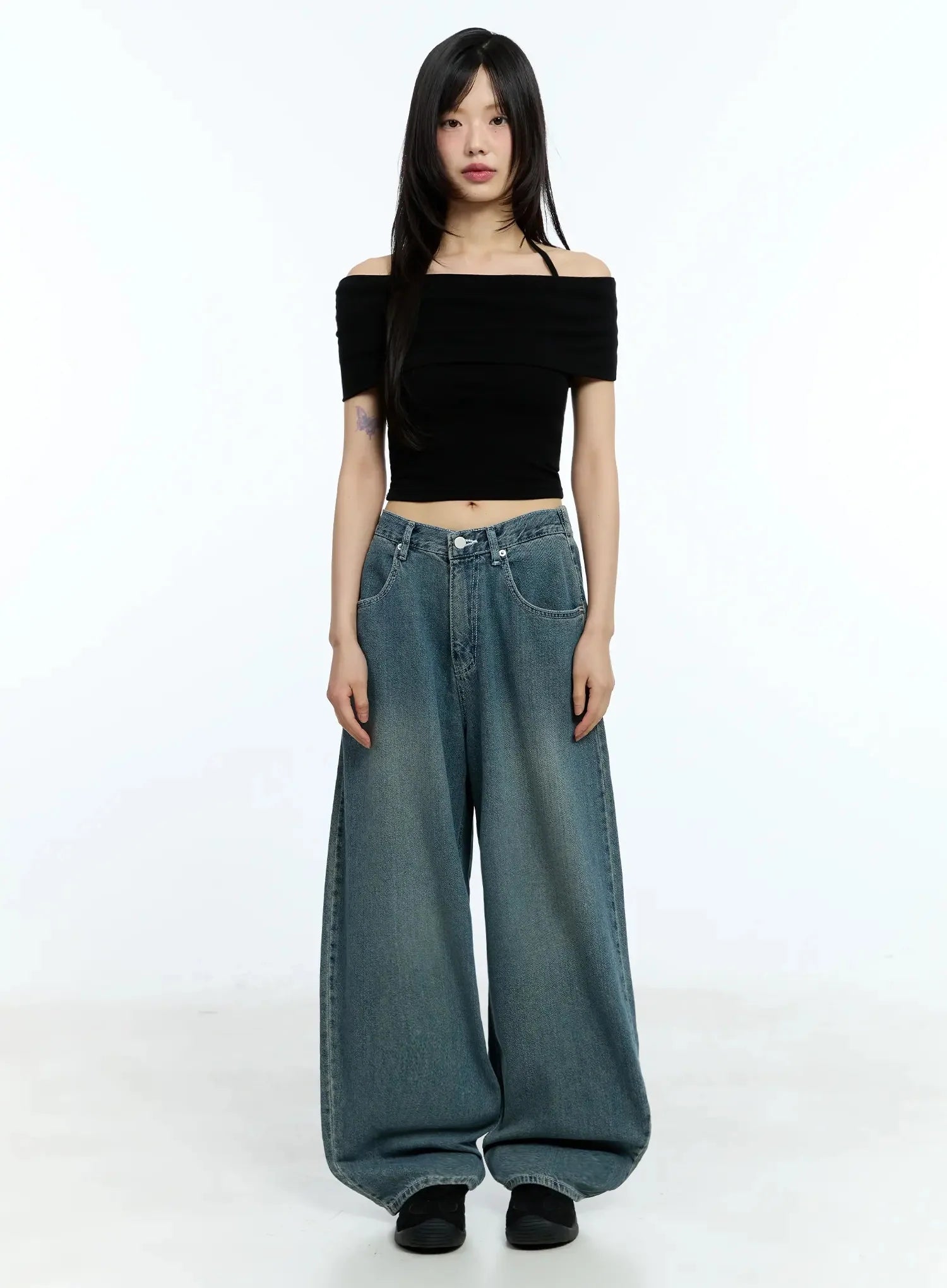 Shirred Off-Shoulder Short-Sleeve Tee IU525