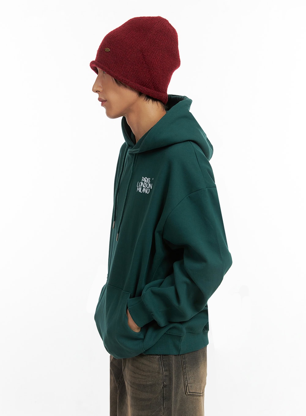 Men's Cotton Hooded Sweatshirt (Dark green) IO402