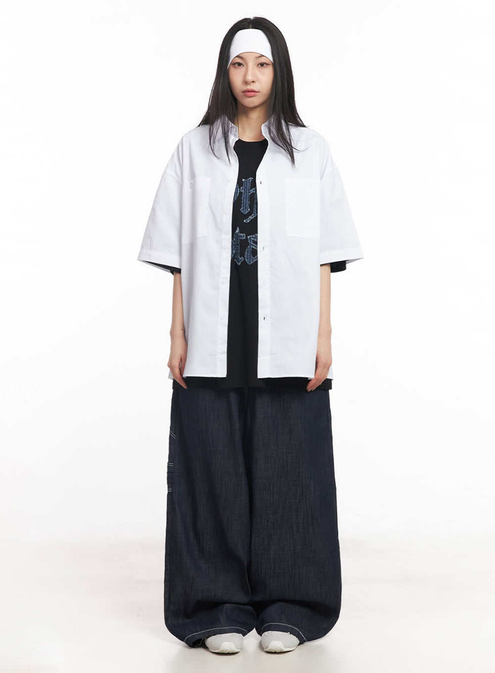 Cotton Collared Oversize Shirt IY529