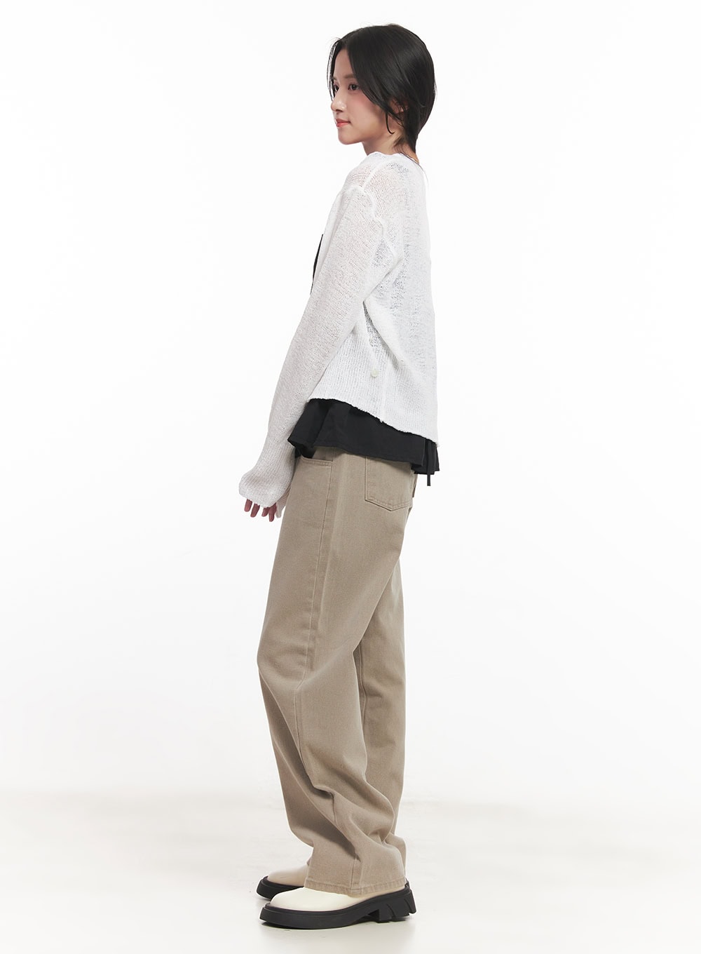 Sheer Button-Up Knit Cardigan  CA511