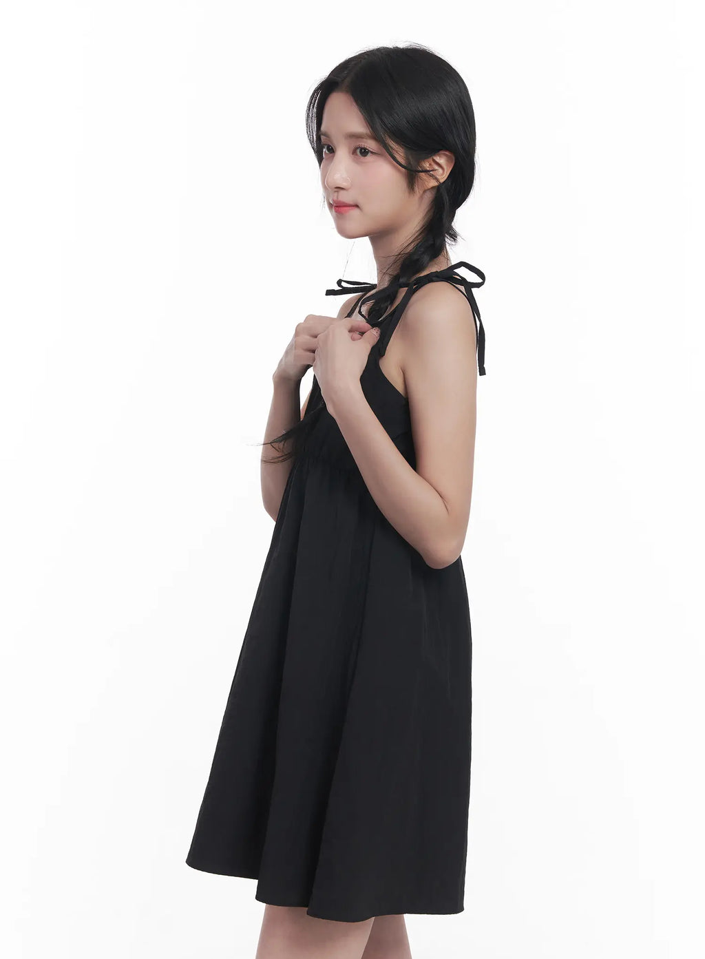 Flared Ribbon-Tie Mini Dress CU525