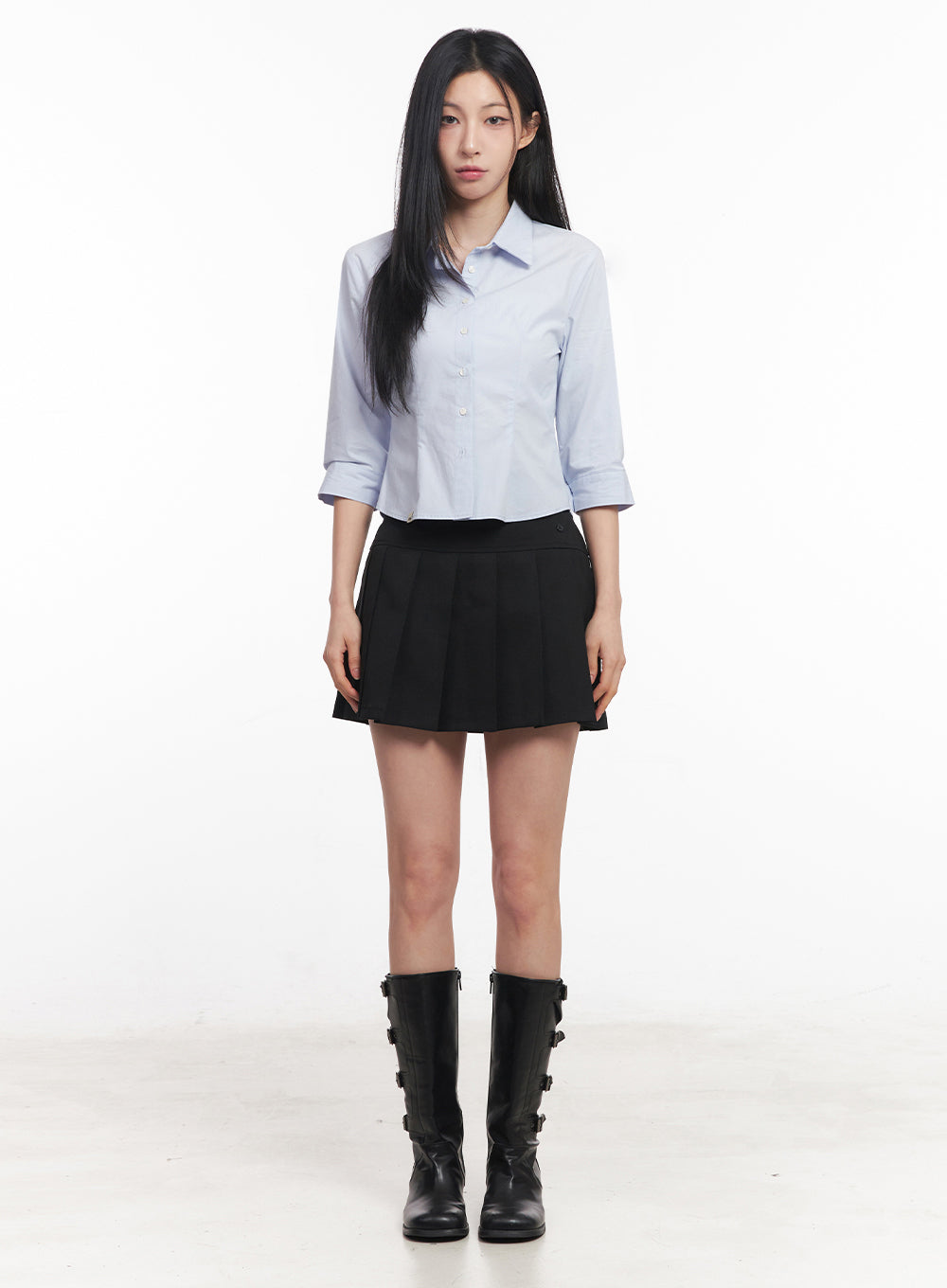 Half-Sleeve Slim-Fit Collared Shirt IY516
