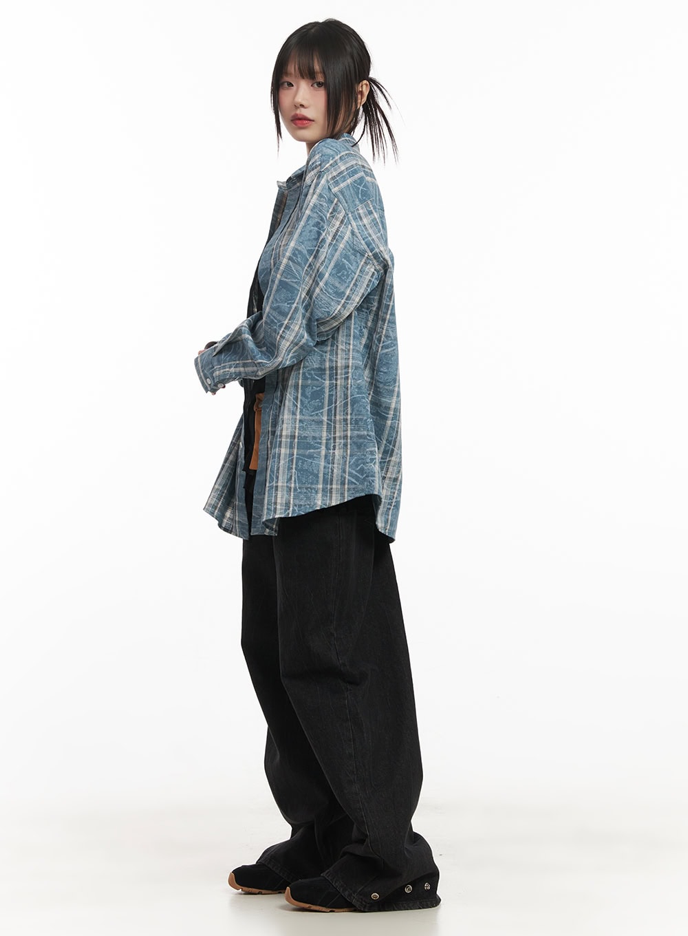 Damaged-Effect Oversized Flannel CF518