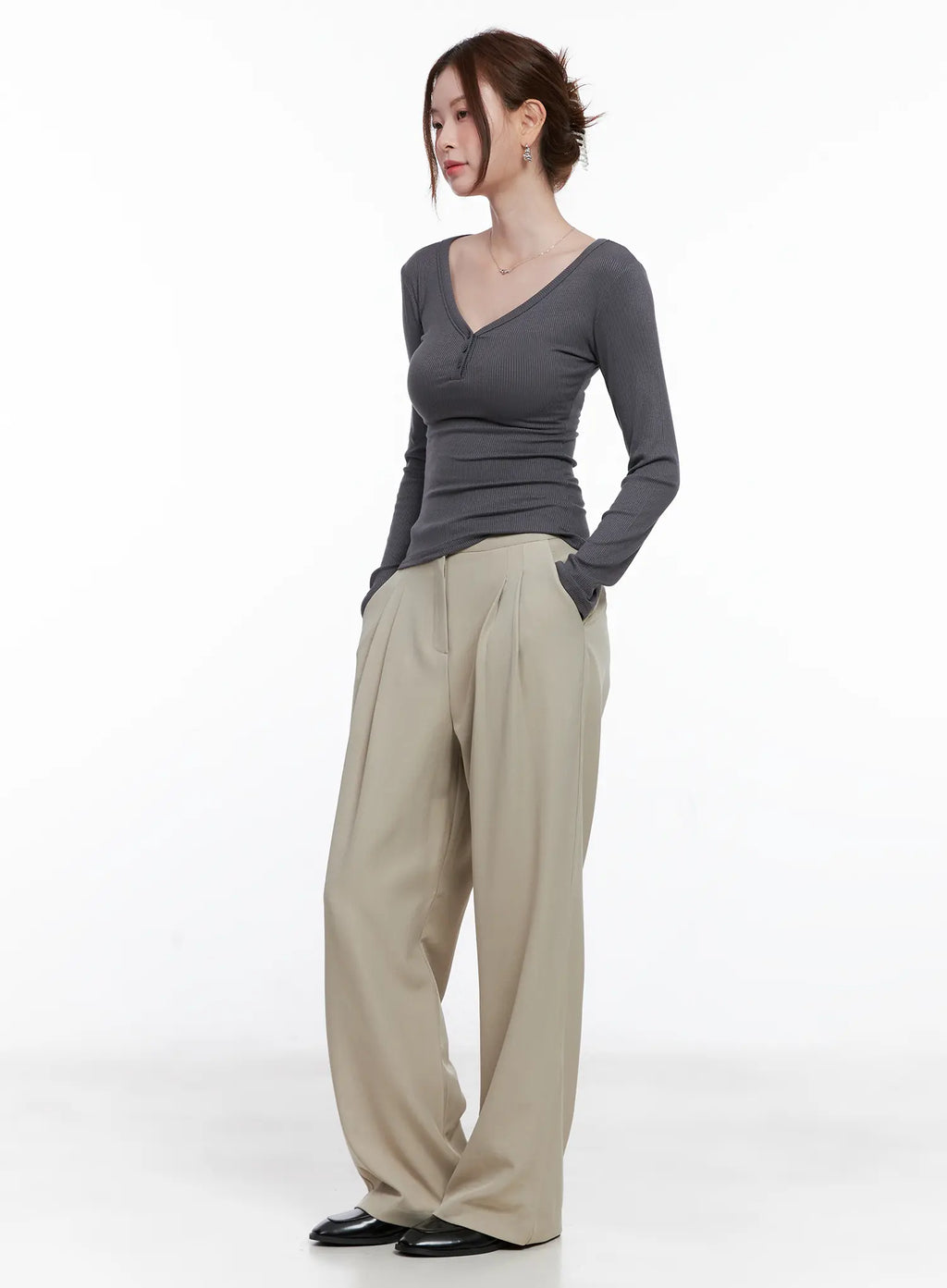 Elegant Pintuck Wide Slacks CG521